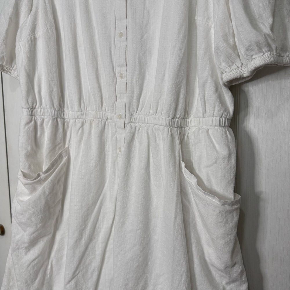Lane Bryant Cream Button-Up Midi Dress (NO BELT) - Picture 3 of 6